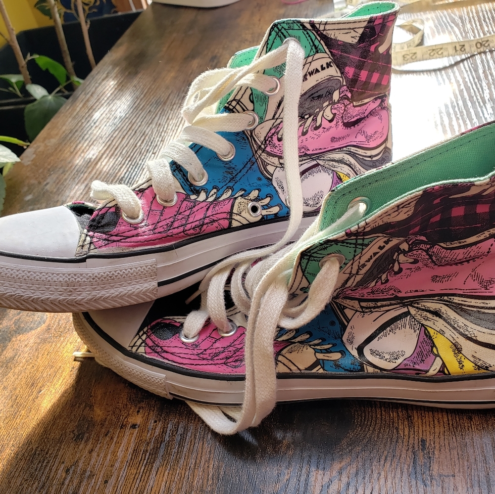 Airwalk multi color Converse vans skater hi tops 90s y2k neon canvas sho… - Picture 6 of 10